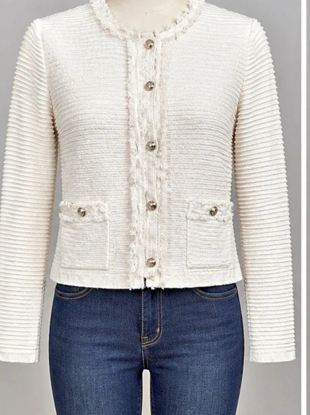J.Crew Textured Jacket in White Size Medium